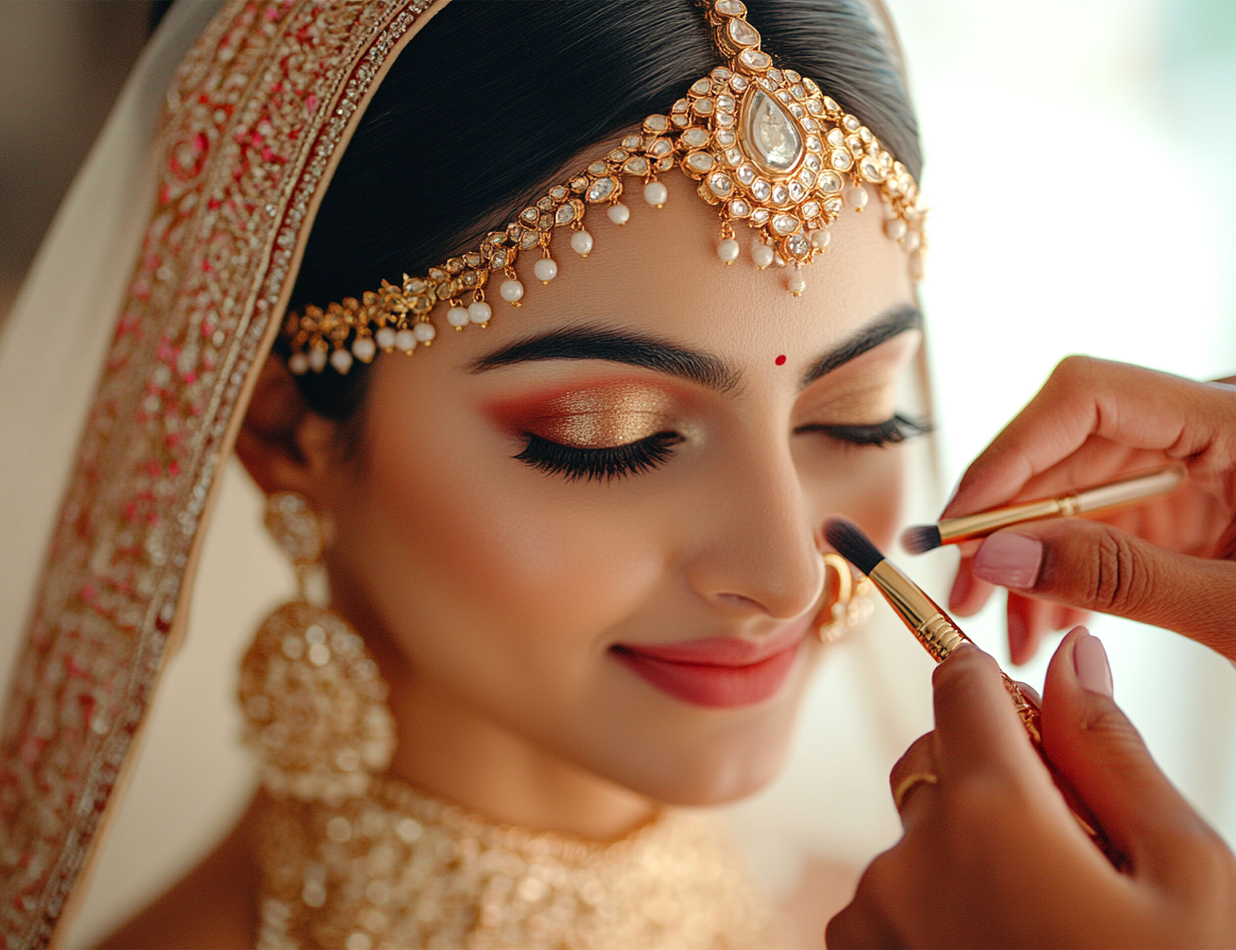 Bride with metallic eyes
